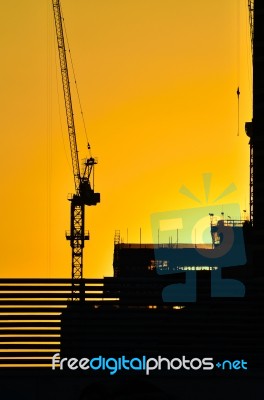 Crane Silhouette Stock Photo