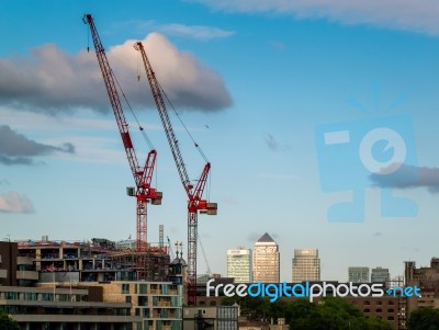 Cranes In City Of London Stock Photo