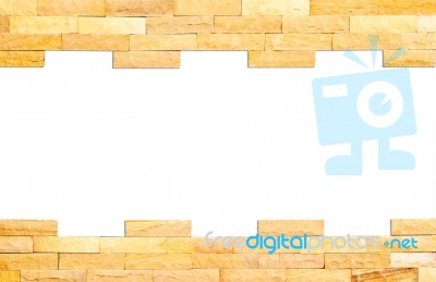 Crashed Brick Wall Texture On White Background Stock Photo