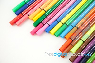 Crayons On White Isolated Stock Photo