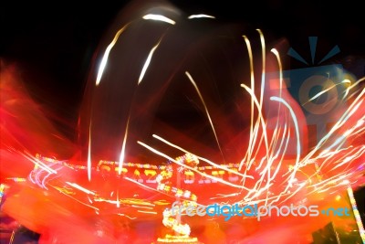 Crazy Dance With Neon Light Stock Photo