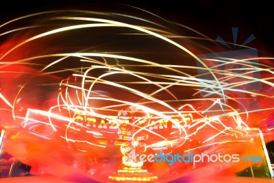 Crazy Dance With Neon Light Stock Photo