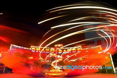 Crazy Dance With Neon Light Stock Photo