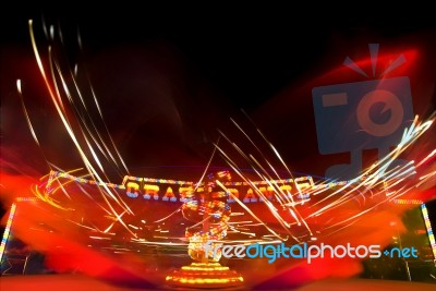 Crazy Dance With Neon Light Stock Photo