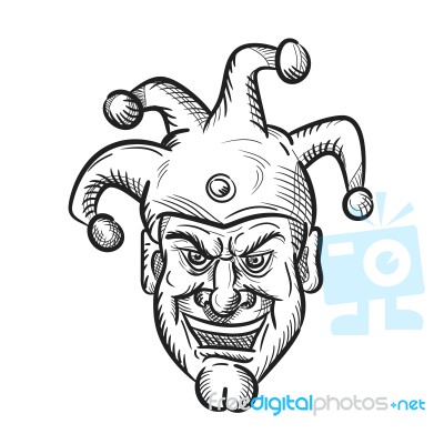 Crazy Medieval Court Jester Drawing Stock Image