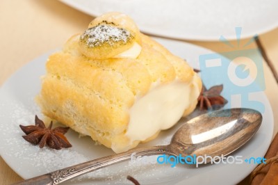 Cream Roll Cake Dessert And Spices Stock Photo