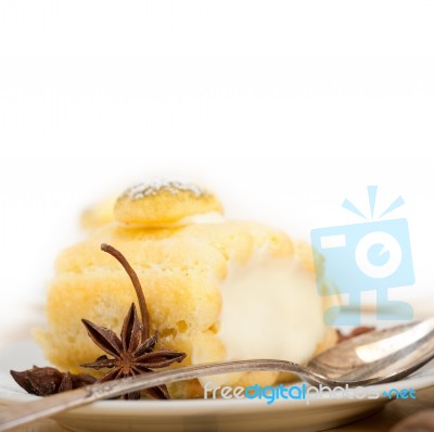 Cream Roll Cake Dessert And Spices Stock Photo