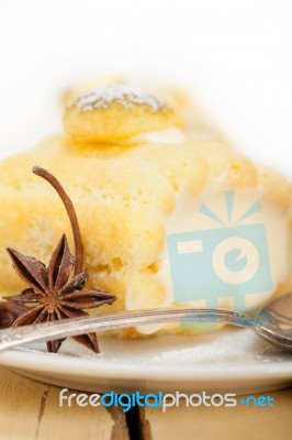 Cream Roll Cake Dessert And Spices Stock Photo