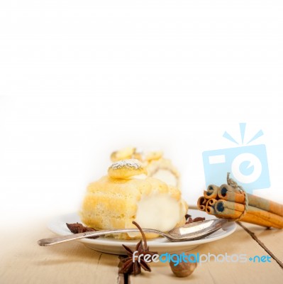 Cream Roll Cake Dessert And Spices Stock Photo