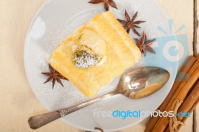 Cream Roll Cake Dessert And Spices Stock Photo