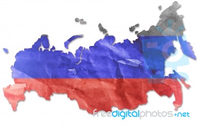 Creased Russia Flag Paper Grunge Stock Image