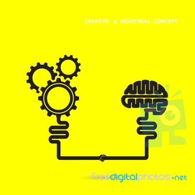 Creative Brain And Industrial Concept.brain And Gear Icon Stock Image