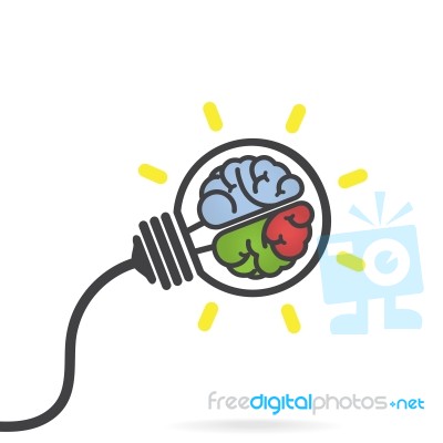 Creative Brain And Light Bulb Idea Concept Stock Image