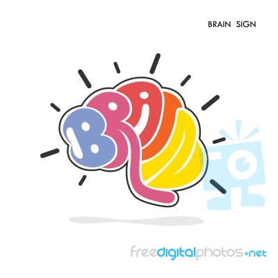 Creative Brain Shape Abstract Logo Design Stock Image