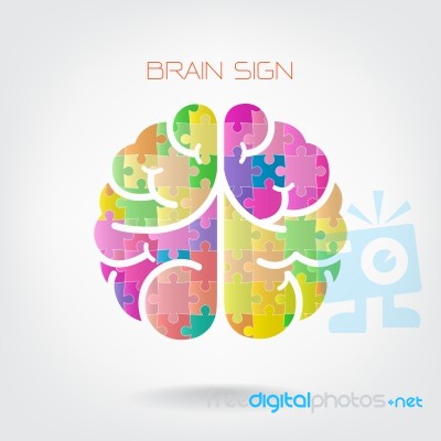 Creative Jigsaw Left And Right Brain On Background Stock Image