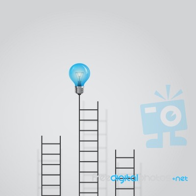 Creative Light Bulb And Ladder Sign.ladder To Success Concept Stock Image