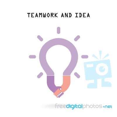 Creative Light Bulb Idea And Handshake Sign Stock Image