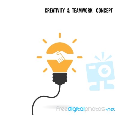 Creative Light Bulb Idea And Handshake Sign Concept Stock Image