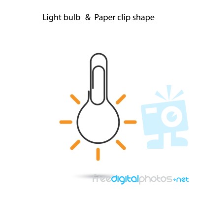 Creative Light Bulb Logo Design,paper Clip Sign Stock Image