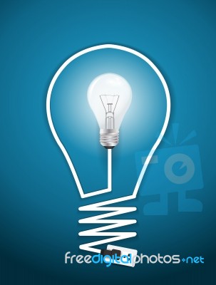 Creative Light Bulb Modern Design Template On Blue Background Stock Image