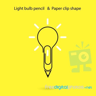 Creative Light Bulb Pencil Logo Design Stock Image