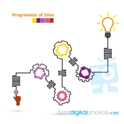 Creative Light Bulb Symbol With Linear Of Gear Shape Stock Image