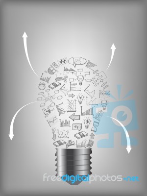 Creative Light Bulb With Business Finance Chart And Graph Idea Concept Stock Image