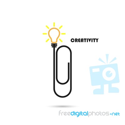 Creative Paper Clip And Light Bulb Logo Design Stock Image