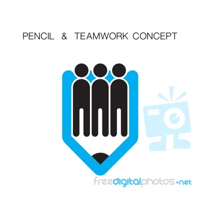 Creative Pencil And People Icon Abstract Logo Design Stock Image