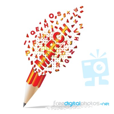 Creative Pencil Broken Streaming With Text March Illustration Ve… Stock Image