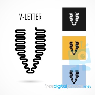 Creative V- Letter Icon Abstract Logo Design  Template Stock Image