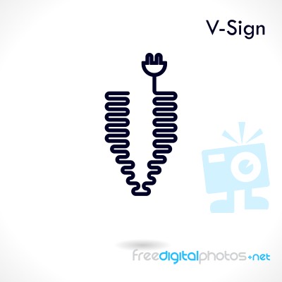 Creative V- Letter Icon Abstract Logo Design  Template Stock Image