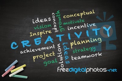 Creativity Concept On A Blackboard Stock Image