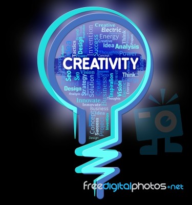 Creativity Lightbulb Shows Inventions Designs And Design Stock Image