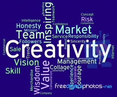 Creativity Words Indicates Design Concept And Artistic Stock Image