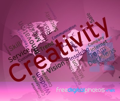 Creativity Words Represents Creative Inventions And Vision Stock Image