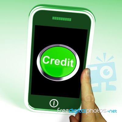 Credit Button On Mobile Screen Stock Image