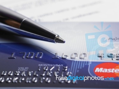 Credit Card And Ballpoint Pen Stock Photo