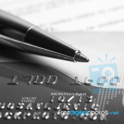 Credit Card And Pen Macro Stock Photo