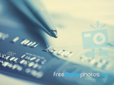 Credit Card And Pen Macro Stock Photo