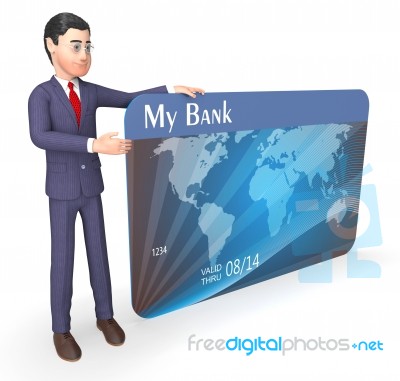 Credit Card Indicates Business Person And Bank 3d Rendering Stock Image