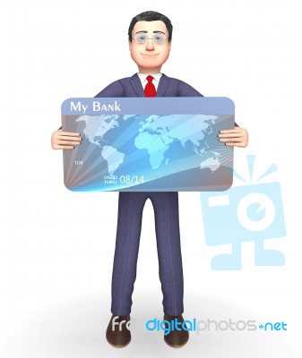 Credit Card Indicates Business Person And Bought 3d Rendering Stock Image