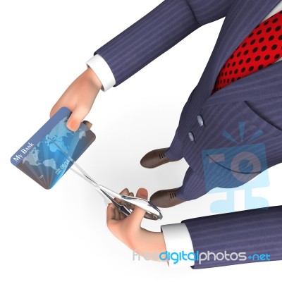 Credit Card Indicates Business Person And Bought 3d Rendering Stock Image