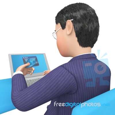 Credit Card Indicates World Wide Web And Bought 3d Rendering Stock Image