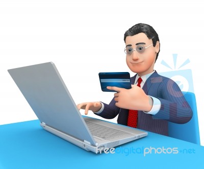 Credit Card Means World Wide Web And Bought 3d Rendering Stock Image