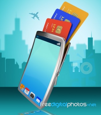 Credit Card Online Indicates World Wide Web And Banking Stock Image