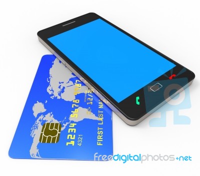 Credit Card Online Represents World Wide Web And Bought Stock Image