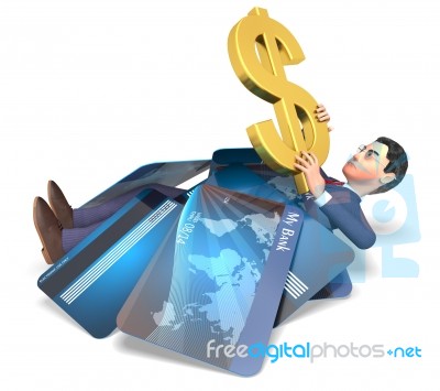 Credit Card Represents United States And Bankrupt 3d Rendering Stock Image