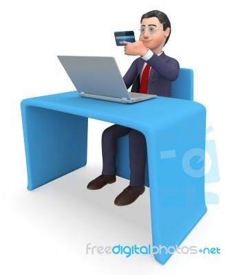 Credit Card Represents World Wide Web And Business 3d Rendering Stock Image