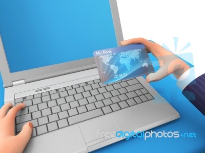 Credit Card Represents World Wide Web And Business 3d Rendering Stock Image